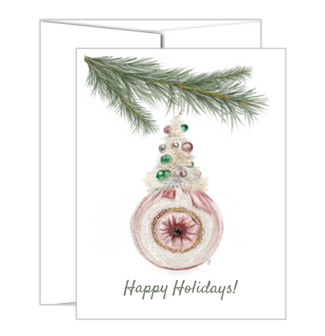 Vintage Ornament Card - Blush + Tree 1