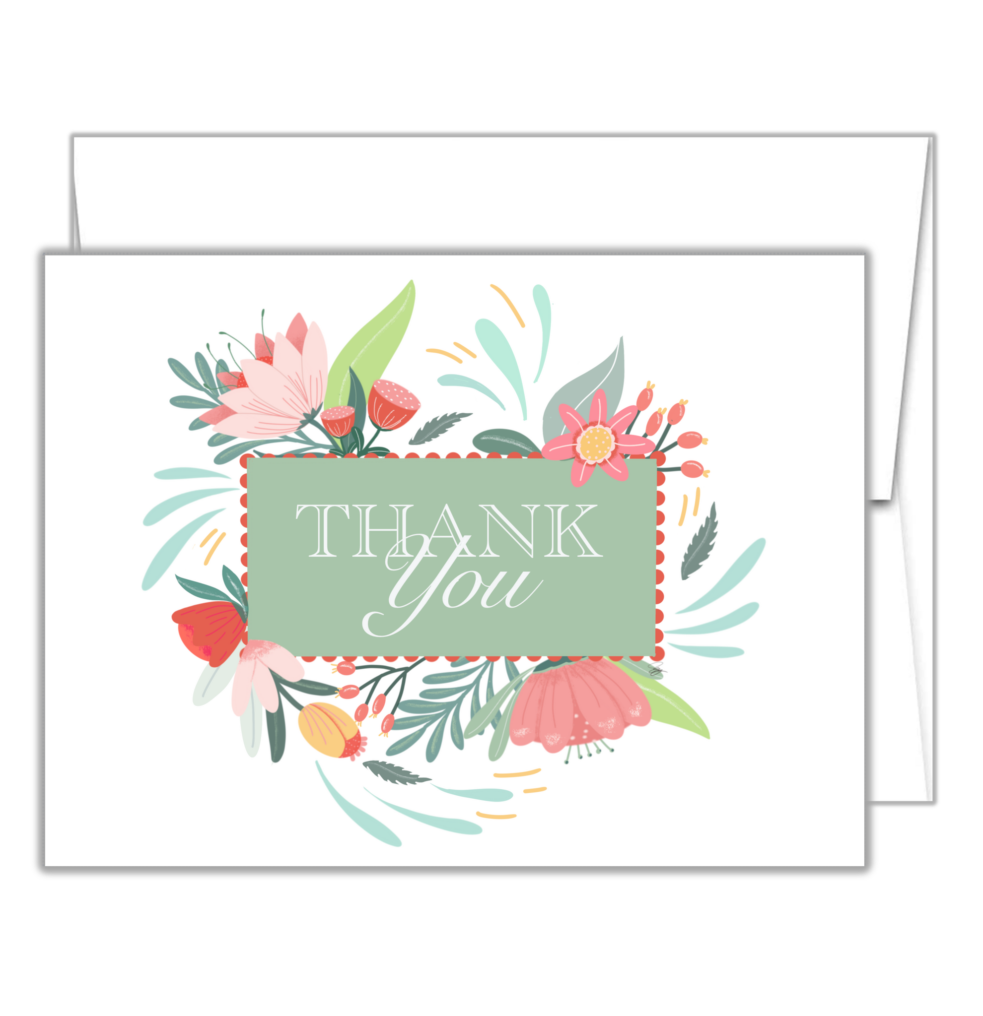 Thank You Card  (green coral)